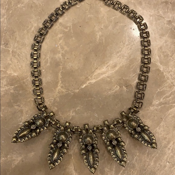 Beautiful statement necklace brass & rhinestone. - Picture 5 of 7